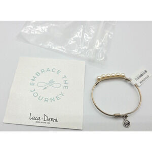 Luca + Danni Baroque Crystal Pearl Bangle Silvertone - New